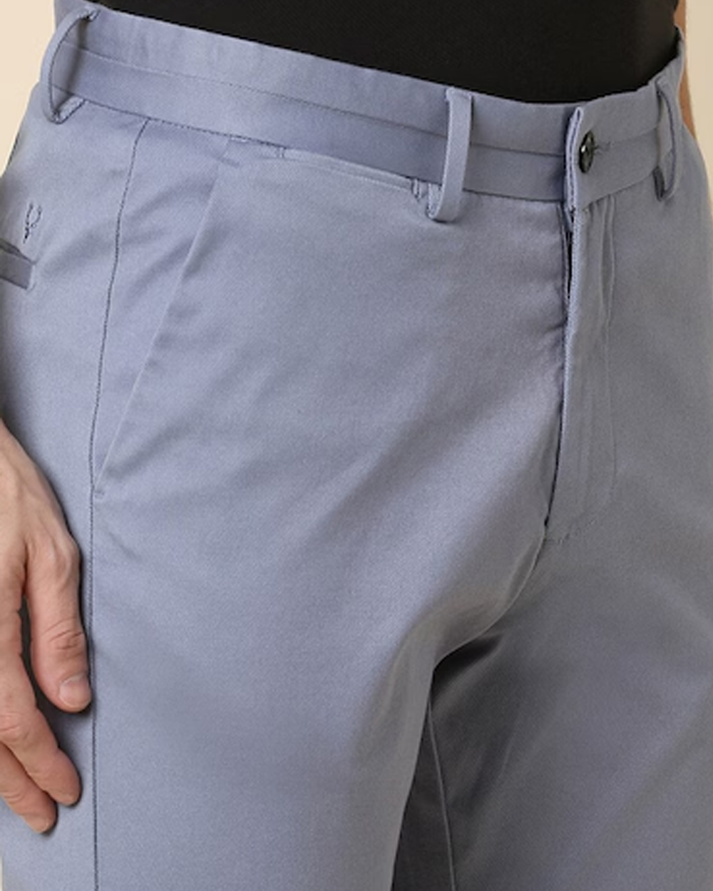 Men Grey Regular Fit Solid Casual Trousers