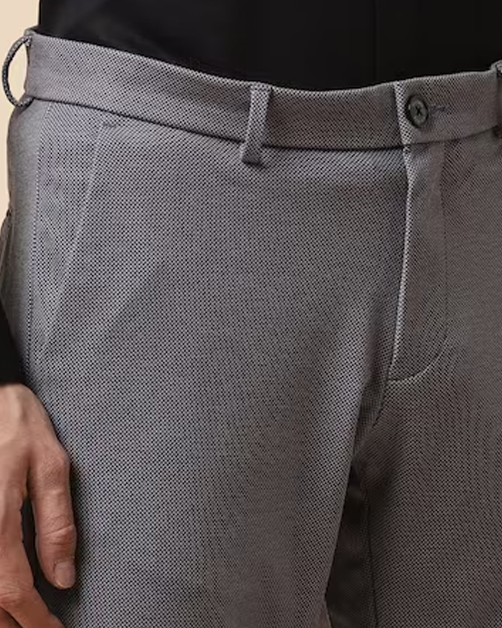Men Grey Slim Fit Textured Casual Trousers