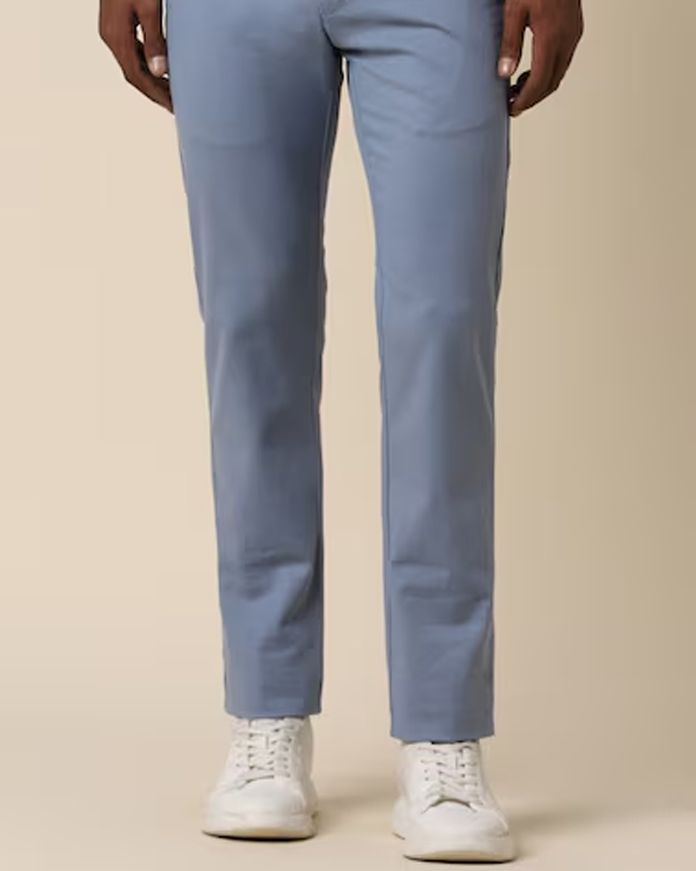 Men Blue Slim Fit Textured Casual Trousers